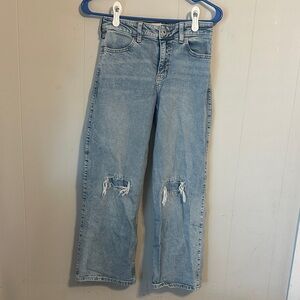 Girl size 13/14 short ABERCROMBIE High rise wide leg distressed jeans